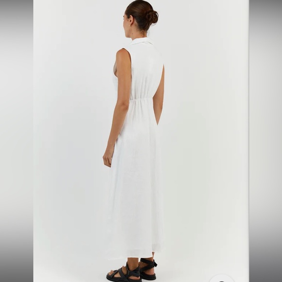 DREW WHITE LINEN SLEEVELESS DRESS size 6 - Picture 2 of 8